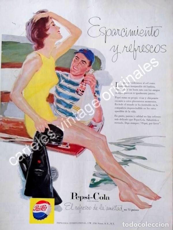 Poster collecting: CARTEL ANTIGUO ORIGINAL DE PEPSI 1957. PUBLICIDAD ARTISTICA /20