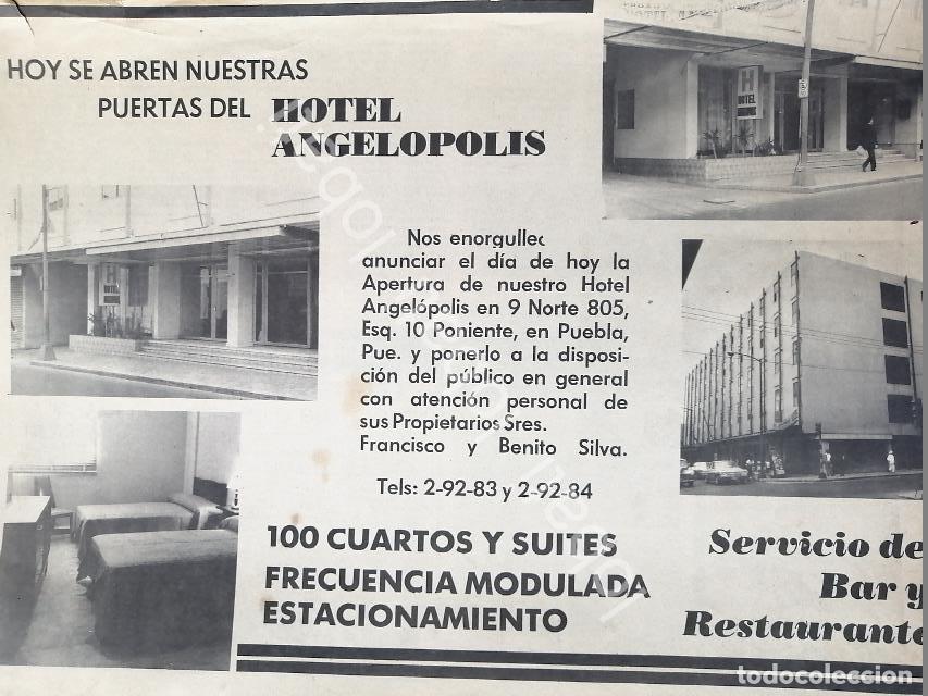Poster collecting: CARTEL ANTIGUO ORIGINAL DE INAUGURAN HOTEL ANGELOPOLIS, PUEBLA 1967 /589 RARO