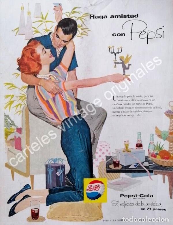 Poster collecting: CARTEL ANTIGUO ORIGINAL DE PEPSI 1958. PUBLICIDAD ARTISTICA /25
