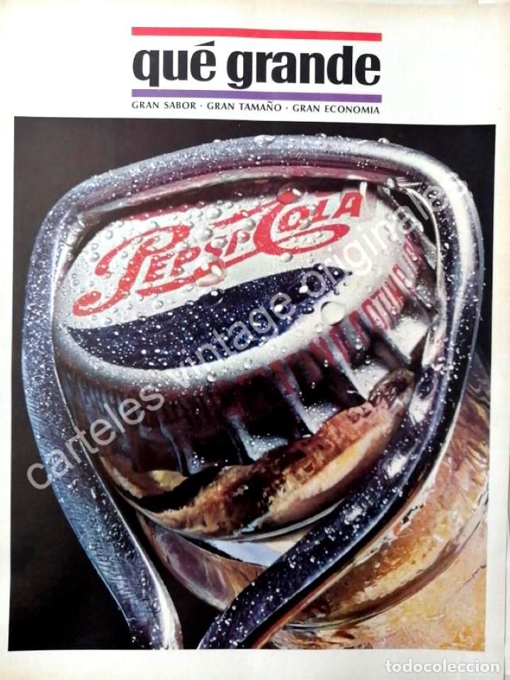 Poster collecting: CARTEL ANTIGUO ORIGINAL DE PEPSI VINTAGE 1963 /34 QUE GRANDE