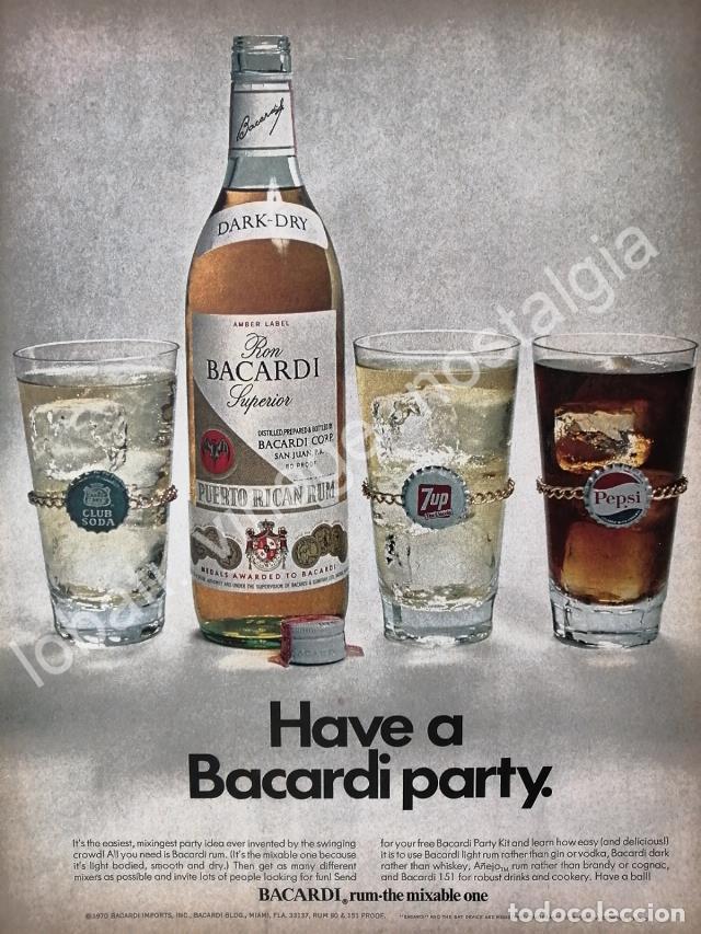Poster collecting: CARTEL ANTIGUO ORIGINAL DE RON BACARDI , PEPSI, 7UP Y CANADA DRY 1970 / RARO