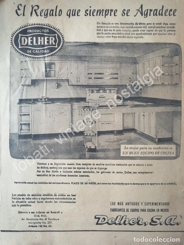 Collectionnisme d'affiches: CARTEL ANTIGUO ORIGINAL DE COCINAS DELHER S.A 1954