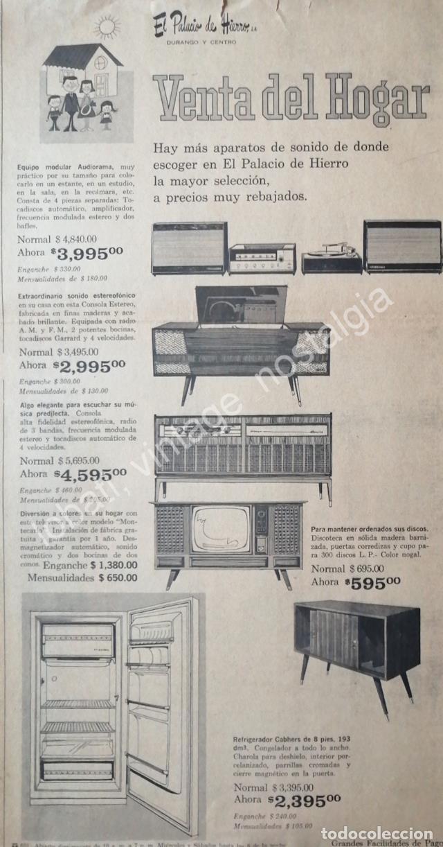 Collectionnisme d'affiches: CARTEL ANTIGUO ORIGINAL DE TIENDA EL PALACIO DE HIERRO VENTA DEL HOGAR 1968