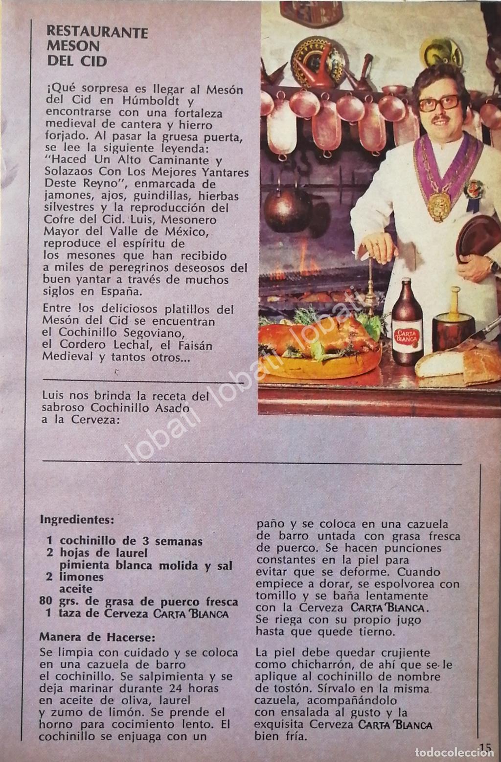 Collectionnisme d'affiches: CARTEL ANTIGUO ORIGINAL DE CERVEZA CARTA BLANCA Y RESTAURANT MESON DEL CID 1970s /167