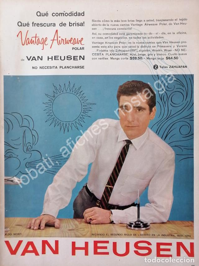 Collectionnisme d'affiches: CARTEL ANTIGUO ORIGINAL DE ALDO MONTI Y CAMISAS VAN HEUSEN 1960s /3 /FEP