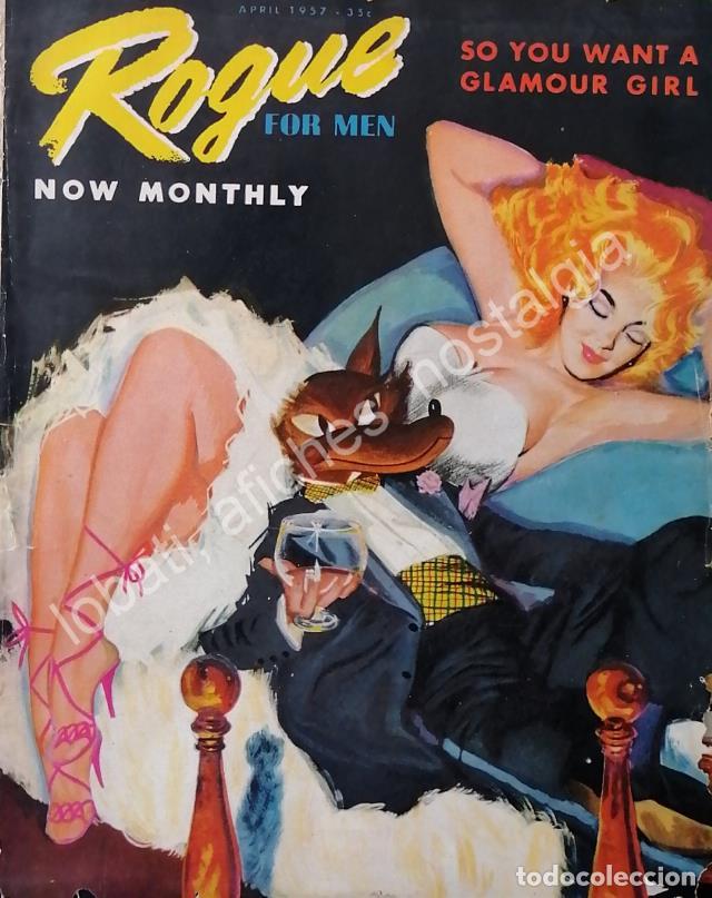 Collectionnisme d'affiches: CARTEL ANTIGUO ORIGINAL DE PORTADA POP ART PULP 1957 ROGUE