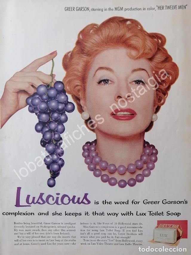 Sammeln von Plakaten: CARTEL ANTIGUO ORIGINAL DE GREER GARSON EN LOS JABONES LUX. U.S.A 1954 / FEP