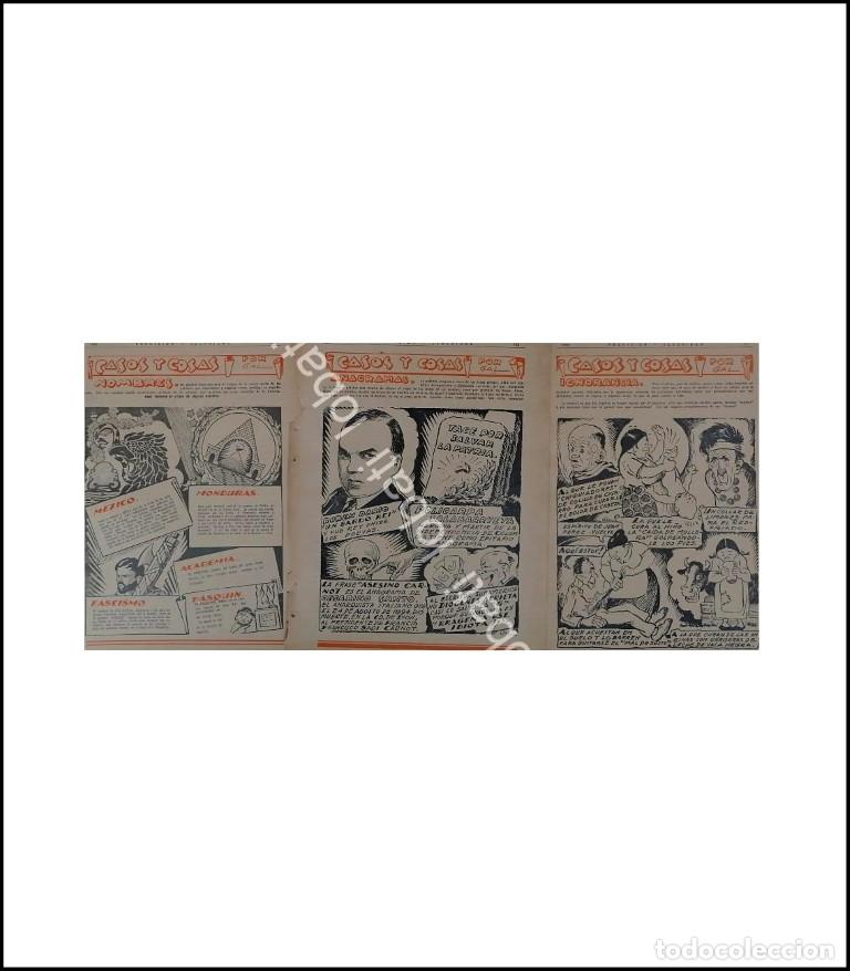 Sammeln von Plakaten: CARTEL ANTIGUO ORIGINAL DE 3 TIRAS COMICAS. CASOS Y COSAS POR: LEONEL GARCIA 1943