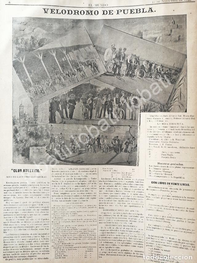 Sammeln von Plakaten: CARTEL ANTIGUO ORIGINAL DE CARRERAS DE BICICLETAS EN VELODROMO DE PUEBLA 1894 /DPT