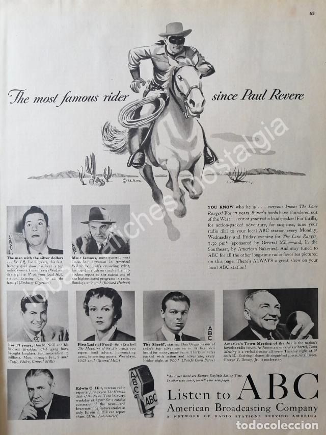 Sammeln von Plakaten: CARTEL ANTIGUO ORIGINAL DE RADIO DIFUSORA ABC PRESENTA, EL LLANERO SOLITARIO 1960s