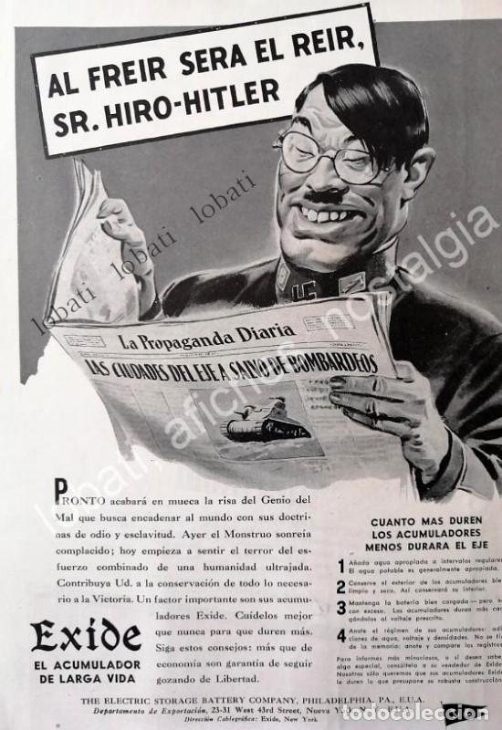 Sammeln von Plakaten: CARTEL ANTIGUO ORIGINAL DE HIROITO Y ADOLF HITLER EN ACUMULADORES EXIDE 1942