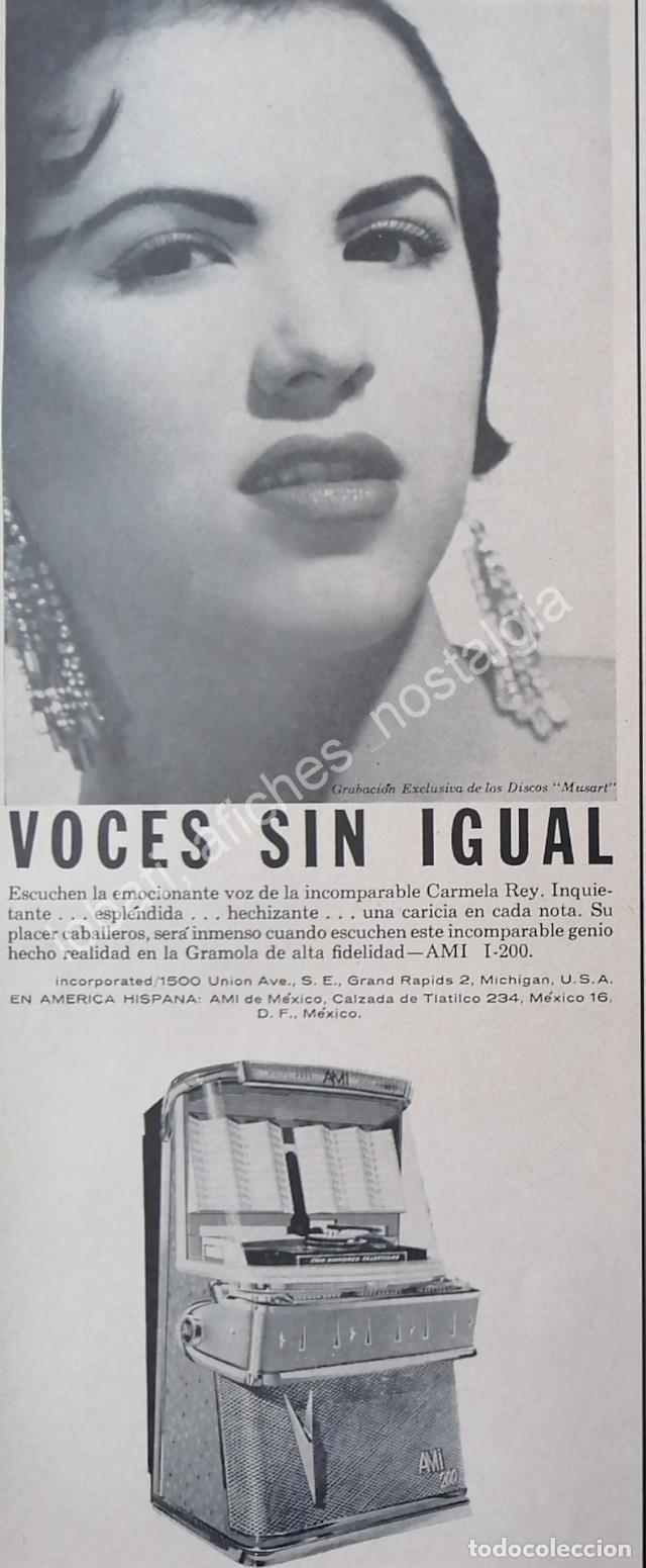 Sammeln von Plakaten: CARTEL ANTIGUO ORIGINAL DE CARMELA REY Y LAS ROCKOLAS AMI 1950s / FEP
