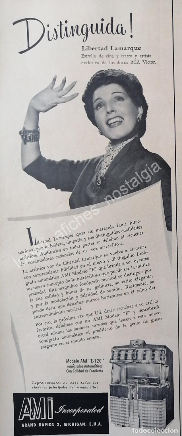 Sammeln von Plakaten: CARTEL ANTIGUO ORIGINAL DE LIBERTAD LAMARQUE Y LAS ROCKOLAS AMI 1950s /RARO/ FEP