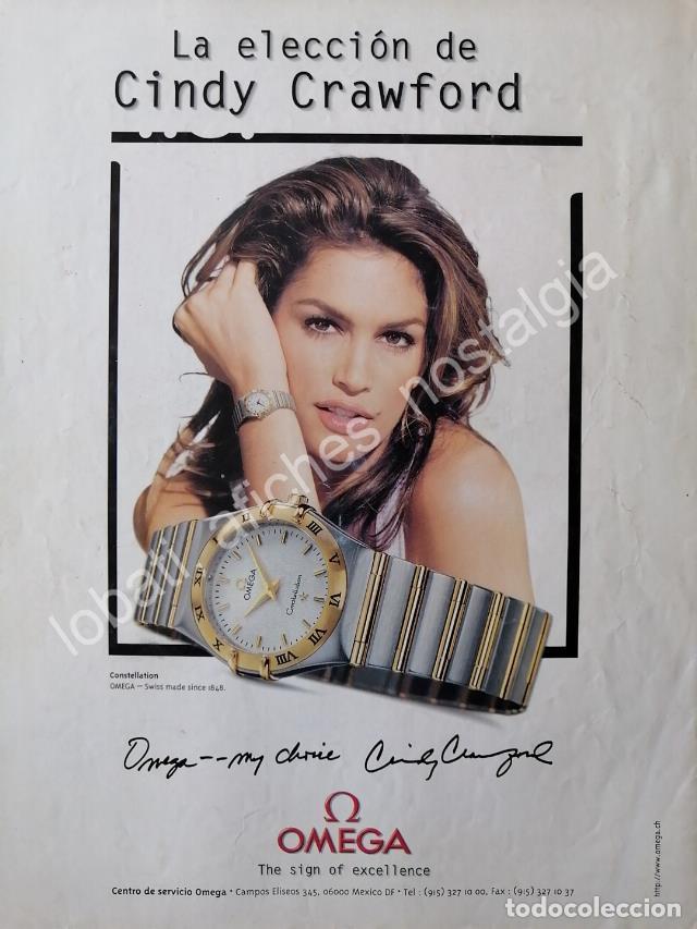 Sammeln von Plakaten: CARTEL ANTIGUO ORIGINAL DE CINDY CRAWFORD Y LOS RELOJES OMEGA Ca. 1997 /FEP