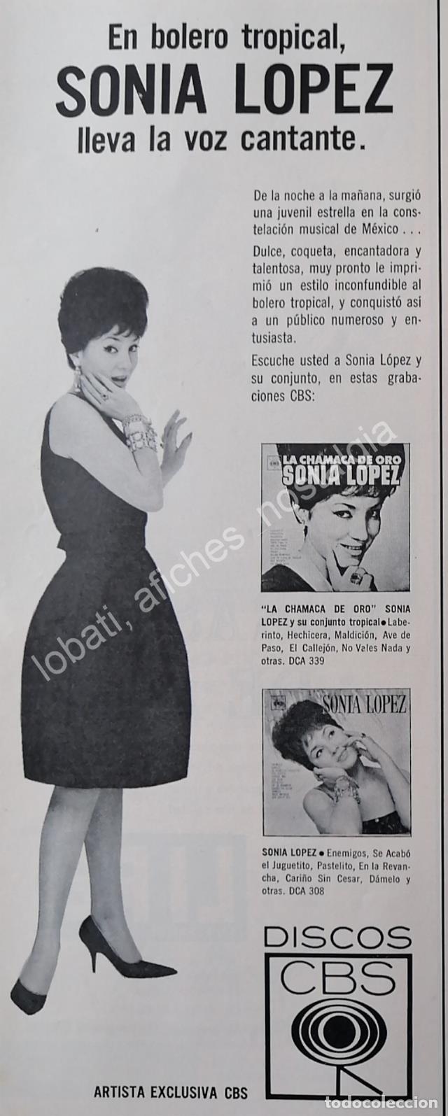 Sammeln von Plakaten: CARTEL ANTIGUO ORIGINAL DE CANTANTE SONIA LOPEZ Y DISCOS CBS 1964 / FEP