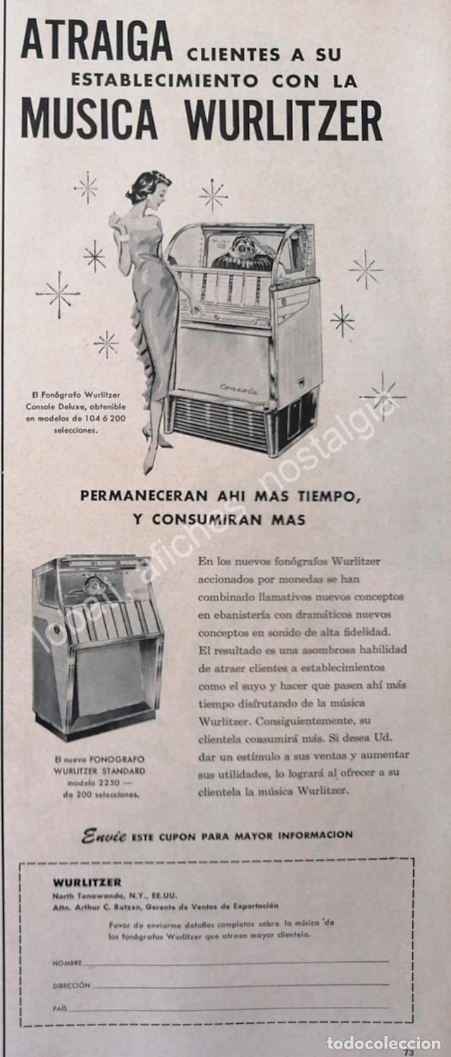 Sammeln von Plakaten: CARTEL ANTIGUO ORIGINAL DE ROCKOLAS WURLITZER 1957