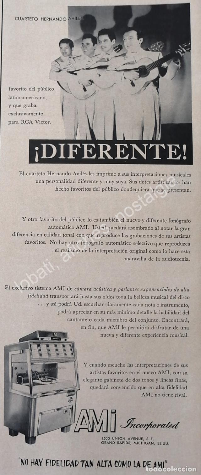 Sammeln von Plakaten: CARTEL ANTIGUO ORIGINAL DE CUARTETO HERMANOS AVILES Y ROCKOLAS AMI 1956 / FEP RARO