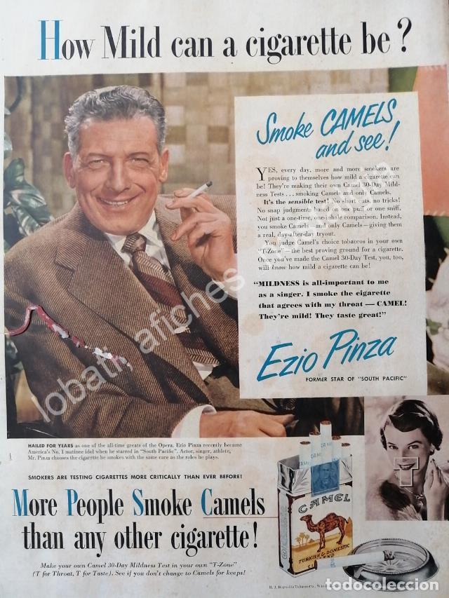 Sammeln von Plakaten: CARTEL ANTIGUO ORIGINAL DE EZIO PINZA Y CIGARROS LUCKY STRIKE 1950s / FEP raro