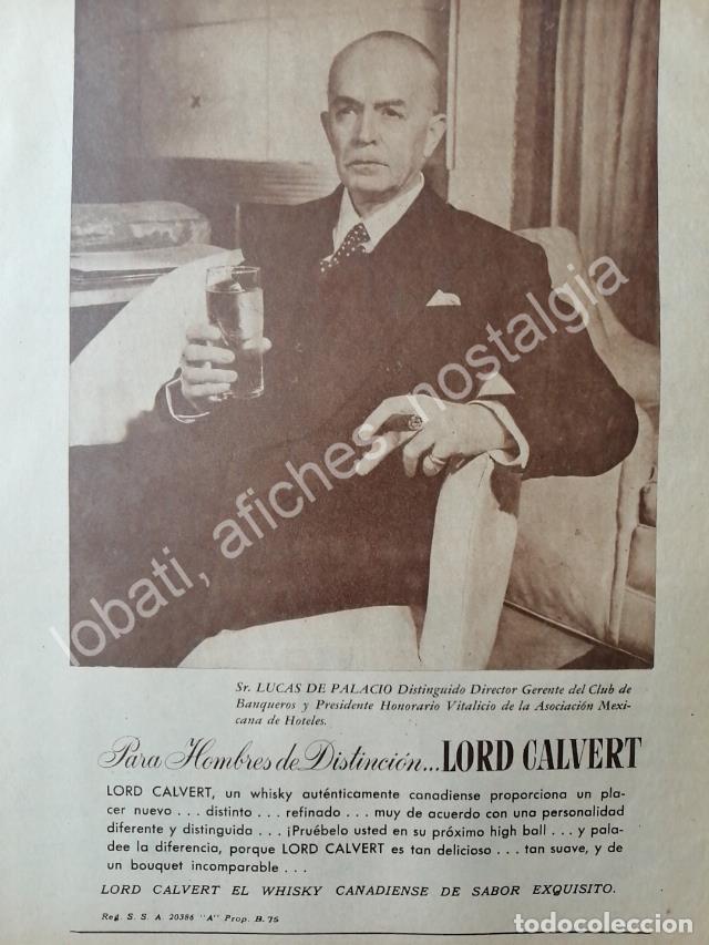 Sammeln von Plakaten: CARTEL ANTIGUO ORIGINAL DE LUCAS DE PALACIO MAGAROLA Y WHISKY LORD CALVERT 1940s SUPER RARO