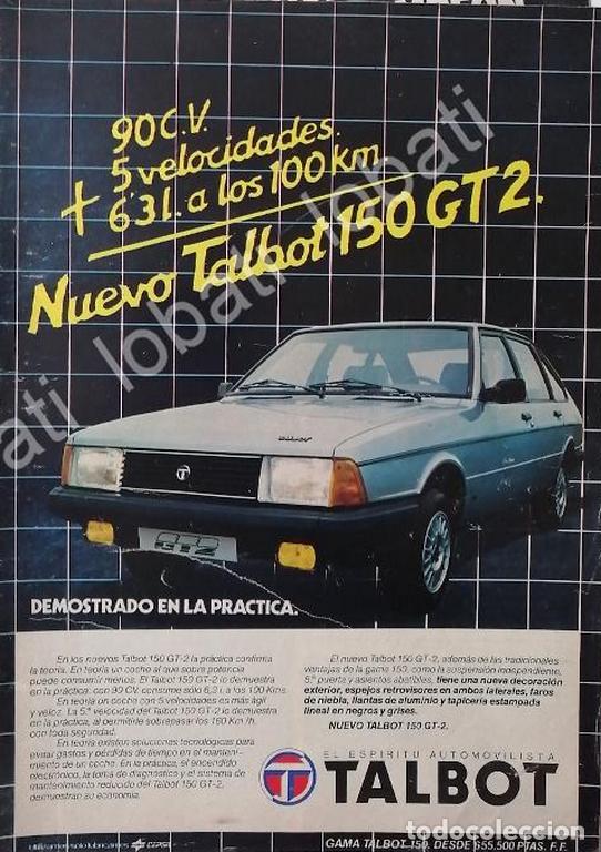 Poster collecting: CARTEL ANTIGUO ORIGINAL DE DE AUTOS TALBOT 150 GT2 1982 / 878