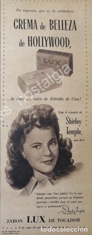 Poster collecting: CARTEL ANTIGUO ORIGINAL DE SHIRLEY TEMPLE Y JABON LUX 1947 / FEP RARO