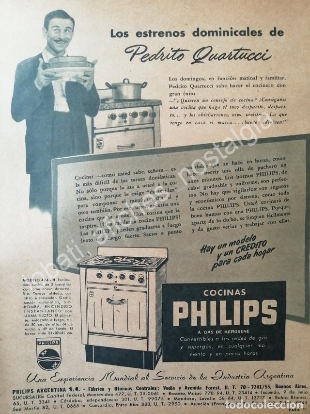 Poster collecting: CARTEL ANTIGUO ORIGINAL DE PEDRO QUARTUCCI Y ESTUFAS PHILIPS 1947/ FEP