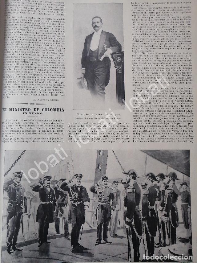 Collectionnisme d'affiches: CARTEL ANTIGUO ORIGINAL DE EMBAJADOR COLOMBIANO LORENZO MARROQUIN OSORIO EN MEXICO 1899 /PLT