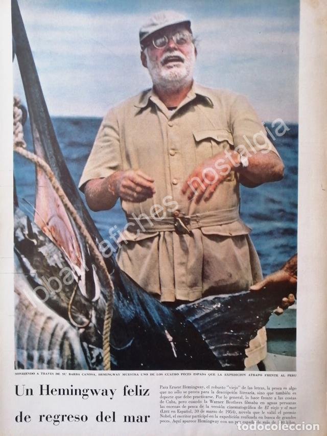 Collectionnisme d'affiches: CARTEL ANTIGUO ORIGINAL DE NOTA DE PRENSA ERNEST HEMINGWAI 1950s /2