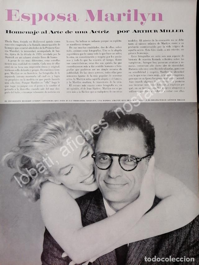 Sammeln von Plakaten: CARTEL ANTIGUO ORIGINAL DE NOTA DE PRENSA MARILYN MONROE Y ARTHUR MILLER 1960s