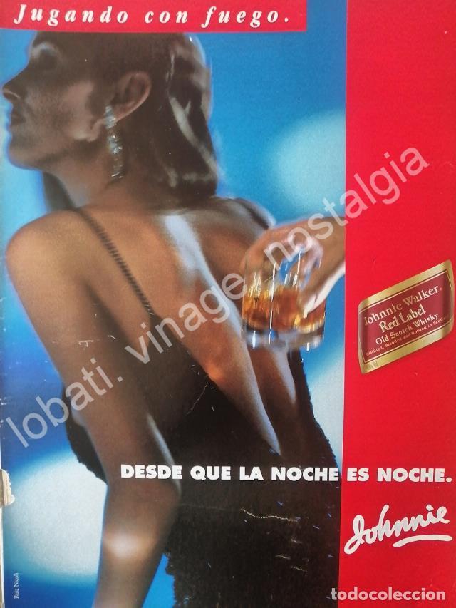 Sammeln von Plakaten: CARTEL ANTIGUO ORIGINAL DE WHISKY JHONNIE WALKER 1980s DESDE QUE LA NOCHE ES NOCHE