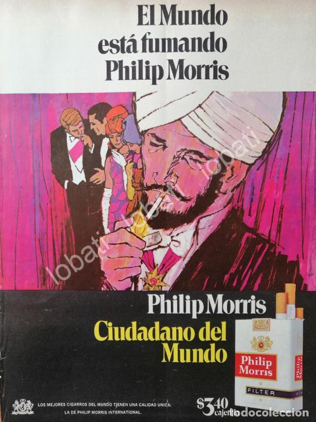 Collezionismo di affissi: CARTEL ANTIGUO ORIGINAL DE CIGARROS PHILIP MORRIS 1969 CIUDADANO DEL MUNDO /2