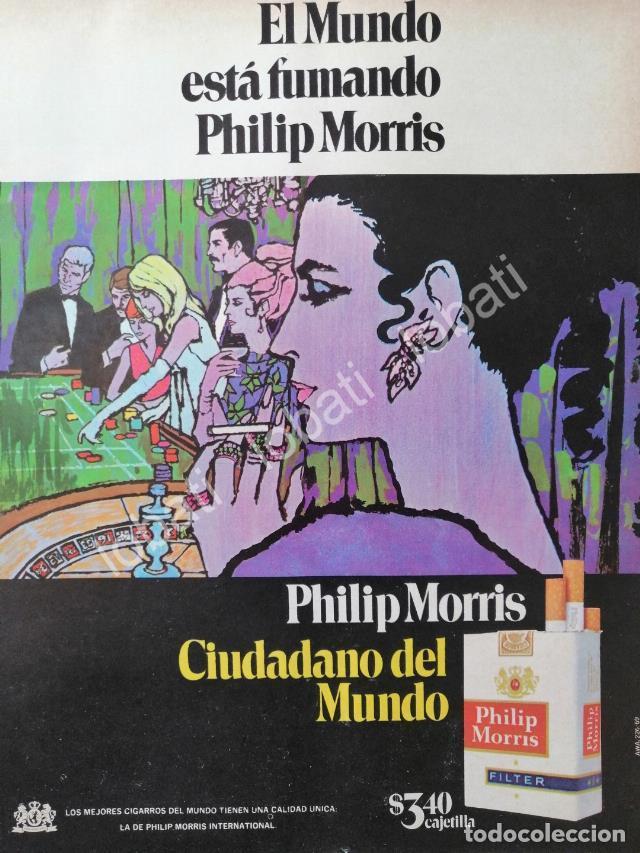 Collezionismo di affissi: CARTEL ANTIGUO ORIGINAL DE CIGARROS PHILIP MORRIS 1969 CIUDADANO DEL MUNDO