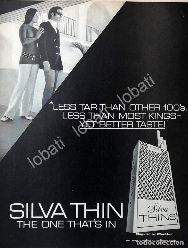 Collezionismo di affissi: CARTEL ANTIGUO ORIGINAL DE CIGARROS SILVA THINS 1971