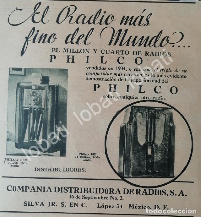 Collezionismo di affissi: CARTEL ANTIGUO ORIGINAL DE MINI CARTEL RADIOS PHILCO 1934 /388