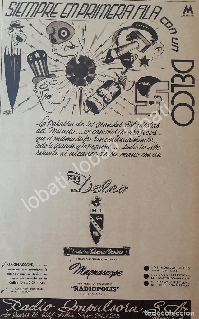 Collezionismo di affissi: CARTEL ANTIGUO ORIGINAL DE PUBLICIDAD ANTIGUA RADIOS DELCO 1940 DIBUJO DE LOPEZ GUERRERO /396