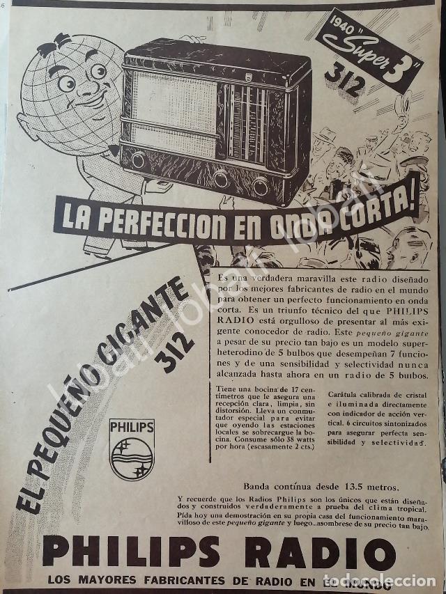 Collezionismo di affissi: CARTEL ANTIGUO ORIGINAL DE RADIOS PHILIPS SUPER 3 ONDA CORTA 1940 /406 MUY RARO