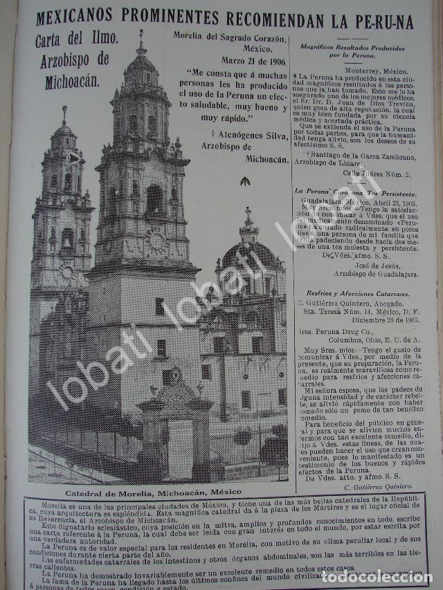 Collezionismo di affissi: CARTEL ANTIGUO ORIGINAL DE OBISPO ATENOGENES SILVA Y TONICO LA PERUNA 1910 CATEDRAL DE MICHOACAN /Ni