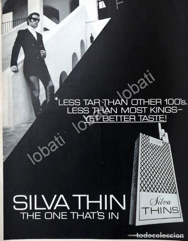 Collezionismo di affissi: CARTEL ANTIGUO ORIGINAL DE CIGARROS SILVA THIN 100s 1970s /3