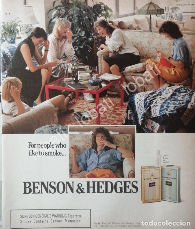 Colecionismo de cartazes: CARTEL ANTIGUO ORIGINAL DE CIGARROS BENSON & HEDGES 1989