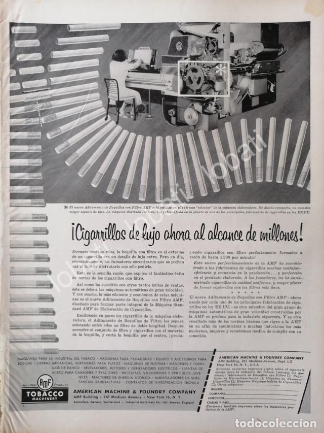 Colecionismo de cartazes: CARTEL ANTIGUO ORIGINAL DE MAQUINA PARA HACER CIGARROS AMERICAN MACHINES 1957 /raro