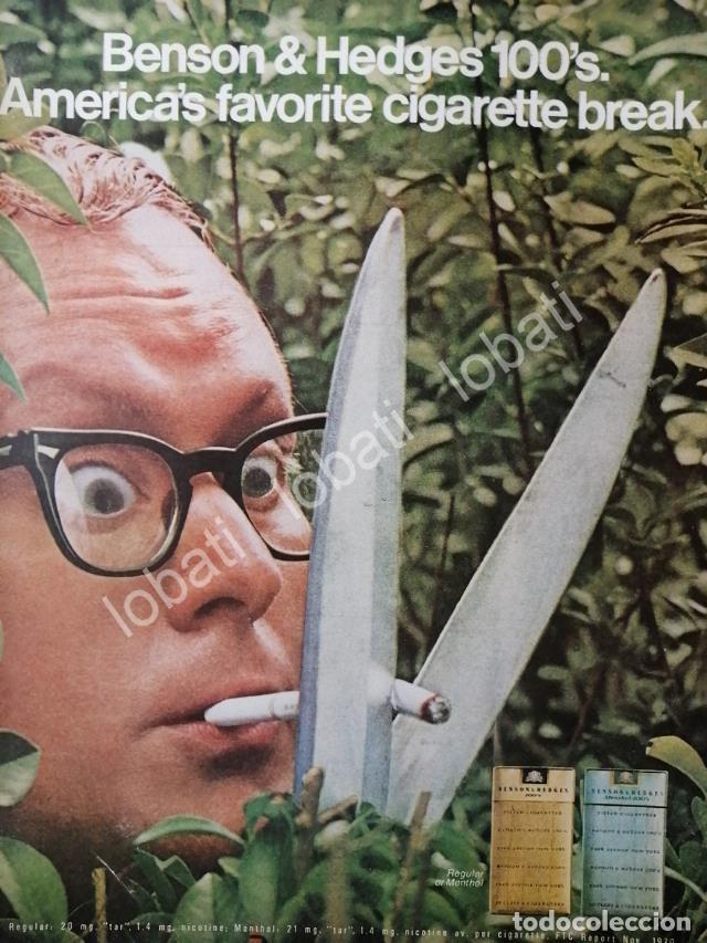 Colecionismo de cartazes: CARTEL ANTIGUO ORIGINAL DE CIGARROS BENSON & HEDGES 1970 /5