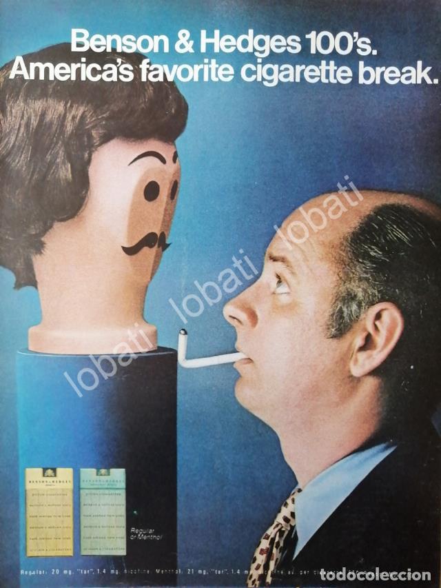Colecionismo de cartazes: CARTEL ANTIGUO ORIGINAL DE CIGARROS BENSON & HEDGES 1970 /4
