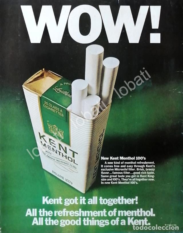 Colecionismo de cartazes: CARTEL ANTIGUO ORIGINAL DE CIGARROS KENT MENTHOL 1970 /11