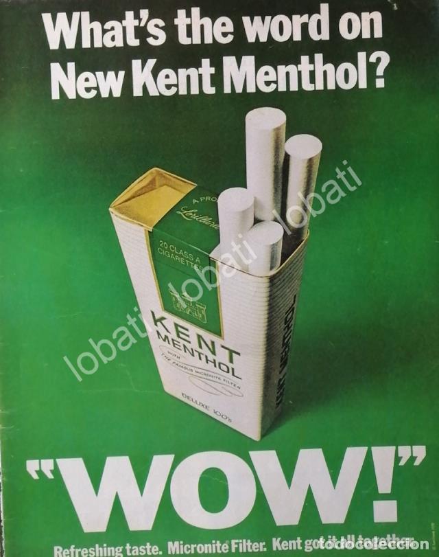 Colecionismo de cartazes: CARTEL ANTIGUO ORIGINAL DE CIGARROS KENT MENTHOL 1970 /12
