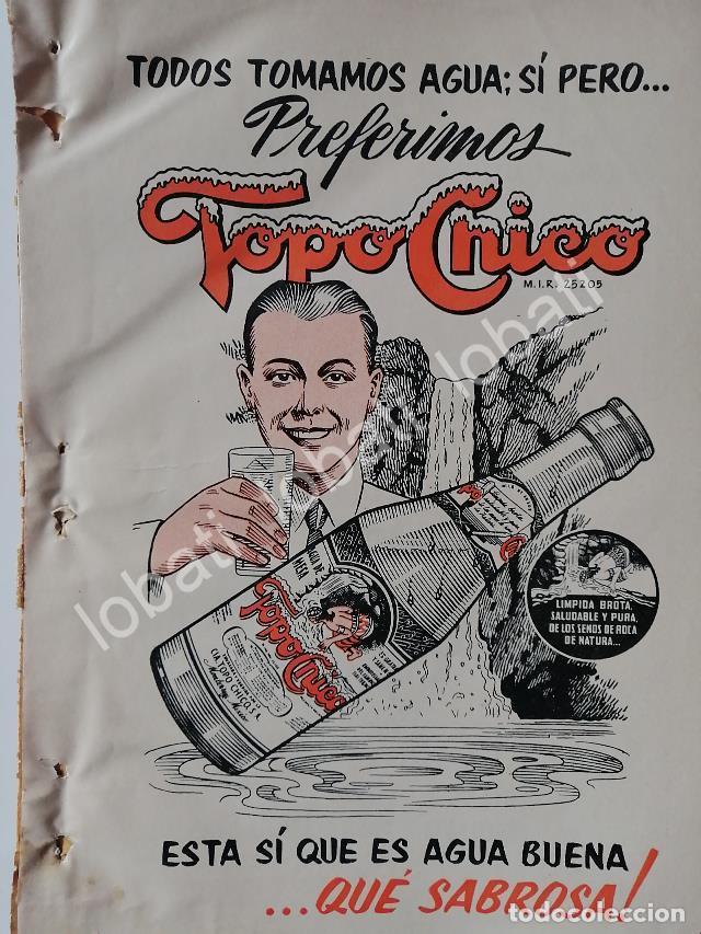 Sammeln von Plakaten: CARTEL ANTIGUO ORIGINAL DE REFRESCO AGUA MINERAL TOPO CHICO 1953 /237
