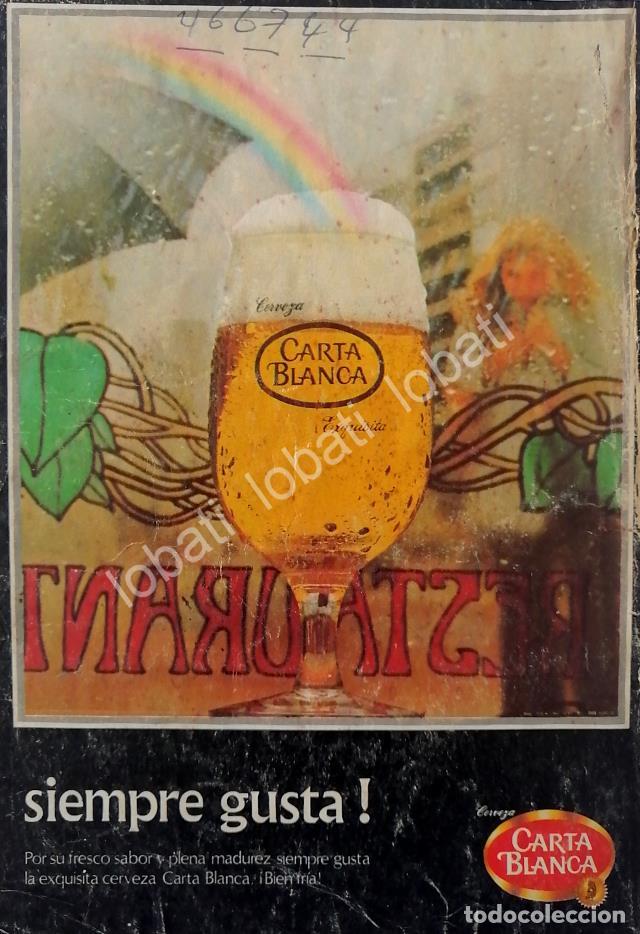 Sammeln von Plakaten: CARTEL ANTIGUO ORIGINAL DE CERVEZA CARTA BLANCA 1970S . MINI CARTEL /3