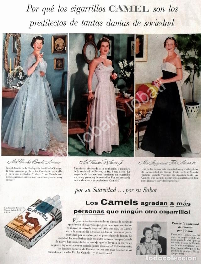 Sammeln von Plakaten: CARTEL ANTIGUO ORIGINAL DE CIGARROS CAMEL Y DAMAS DE LA ALTA SOCIEDAD DE N.Y 1950s