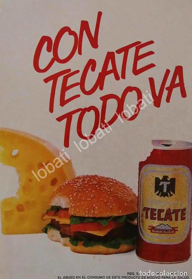 Sammeln von Plakaten: CARTEL ANTIGUO ORIGINAL DE CERVEZA TECATE 1986 / MINI CARTEL /5