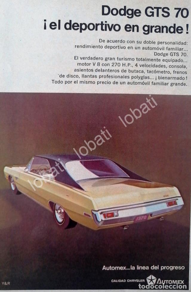 Poster collecting: CARTEL ANTIGUO ORIGINAL DE AUTOS CHRYSLER DODGE GTS 1970 MINI CARTEL /RARO