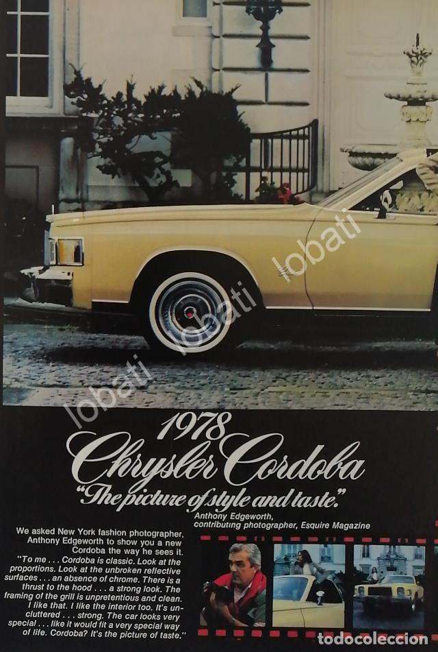 Colecionismo de cartazes: CARTEL ANTIGUO ORIGINAL DE AUTOS CHRYSLER CORDOBA 1978 / RARO/ 15